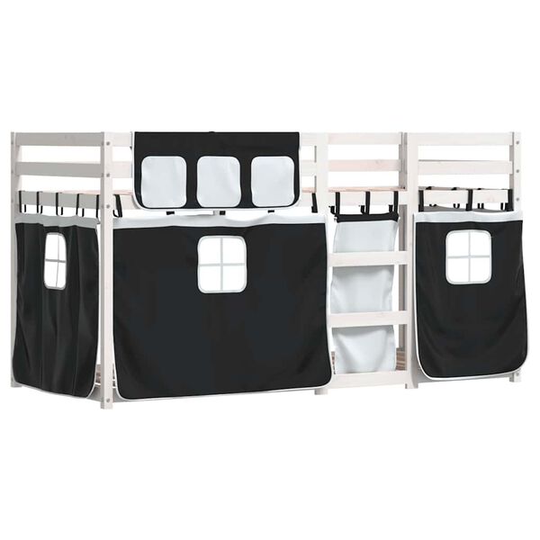 vidaXL Bunk Bed without Mattress White&Black 80x200 cm Solid Wood Pine