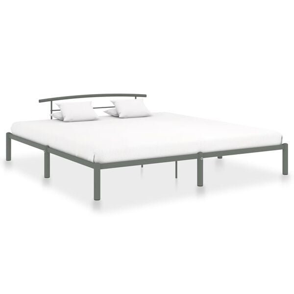 vidaXL Bed Frame without Mattress Grey Metal 180x200 cm Super King
