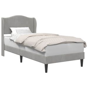 vidaXL Bed Frame with Headboard Light Grey 90 x 190 cm Velvet