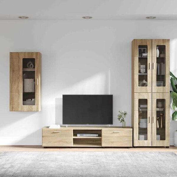 vidaXL TV Cabinet Set with Drawer FLORIN Sonoma Oak Engineered Wood