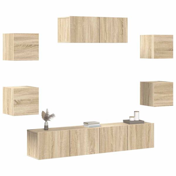 vidaXL 7 Piece TV Cabinet Set Sonoma Oak Engineered Wood