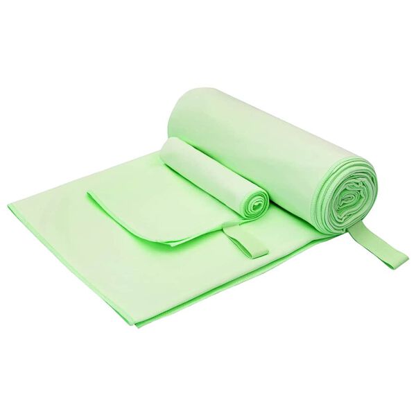 vidaXL Sports Towel Set 2 pcs Green Fabric