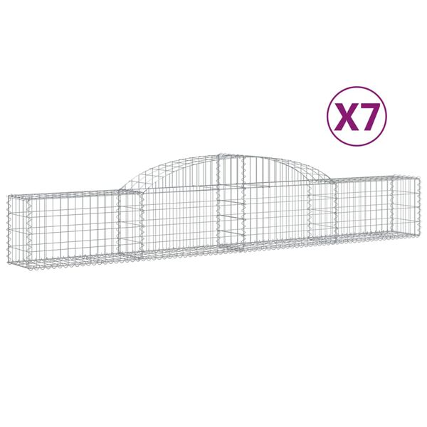 vidaXL Arched Gabion Baskets 7 pcs 300x30x40/60 cm Galvanised Iron