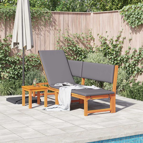 vidaXL Sun Lounger Reclining Brown 200 x 57 x 75cm Solid Acacia wood