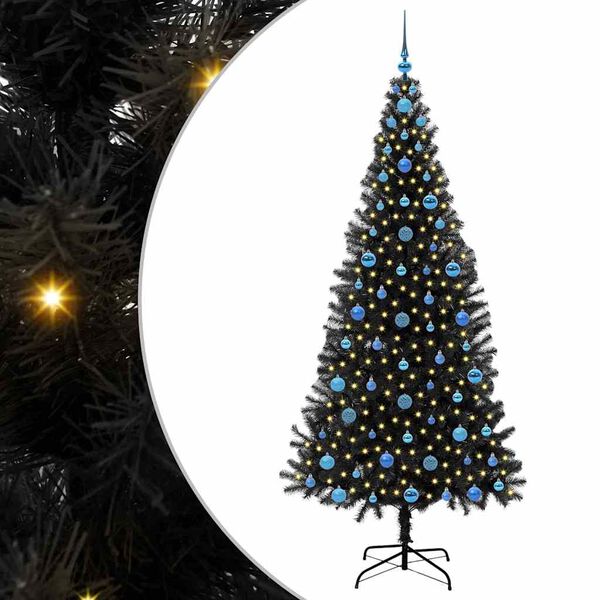 vidaXL Christmas Tree with 300 LEDs with Stand Black 210 cm PVC