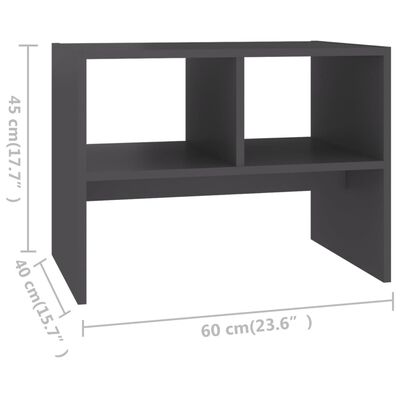vidaXL Side Table Grey 60x40x45 cm Engineered Wood