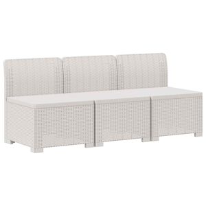 vidaXL 3-Seater Garden Sofa Rattan Look PP White