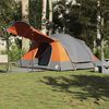 vidaXL Family Tent Tunnel 8-Person Grey and Orange Waterproof