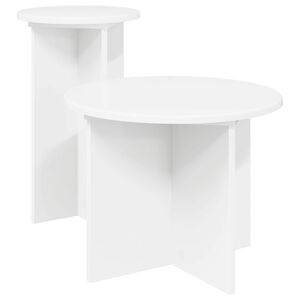 vidaXL Side Table Set 2 pcs White &Oslash; 45 x 35 cm Engineered Wood