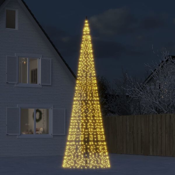 vidaXL LED Christmas Tree on Flagpole 1534 LEDs Warm White 500 cm