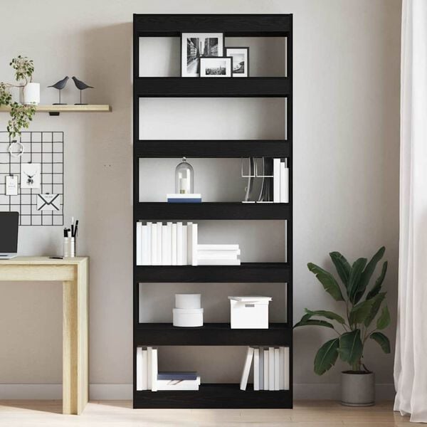 vidaXL Book Cabinet with Shelf Black 80 x 30 x 198 cm Engineered Wood