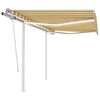 vidaXL Manual Retractable Awning with LED 3.5x2.5 m Yellow and White