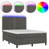 vidaXL Box Spring Bed with Mattress&LED Dark Grey 140x200 cm Velvet