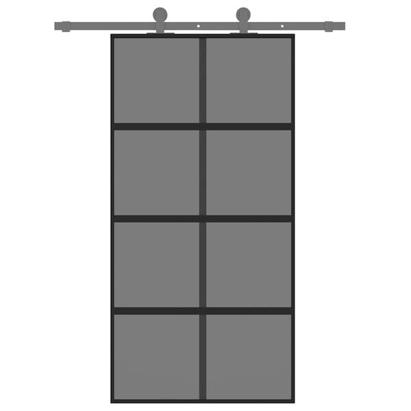 vidaXL Sliding Door Black 102.5x205 cm Tempered Glass and Aluminium