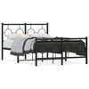vidaXL Metal Bed Frame without Mattress with Footboard Black 120x200cm