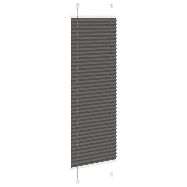 vidaXL Pleated Blind Black 45x150 cm Fabric Width 44.4 cm Polyester