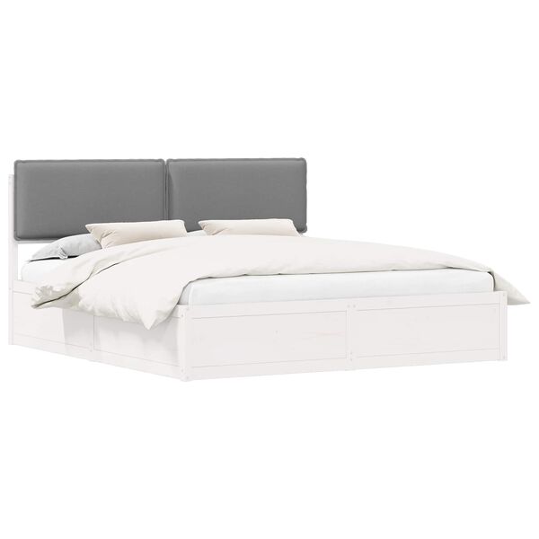 vidaXL Bed Frame with Upholstered Headboard Light Grey 200 x 200 cm