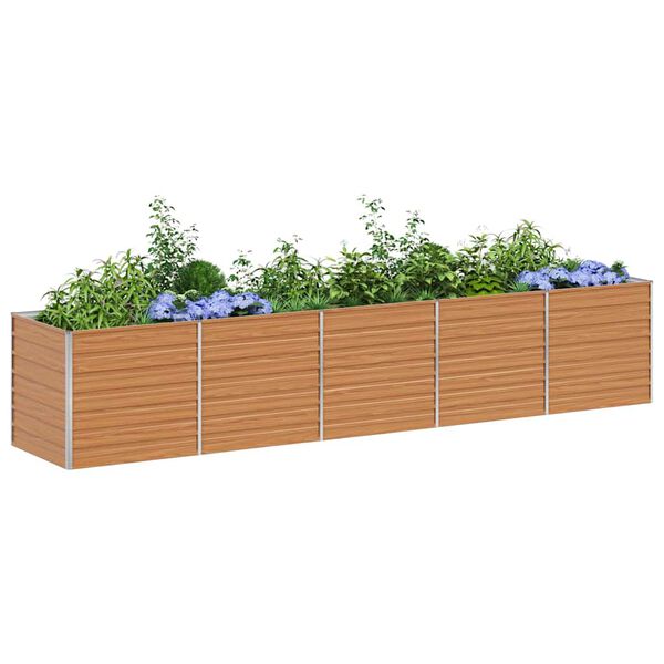 vidaXL Garden Raised Bed Light Brown 400 x 80 x 77 cm Galvanised Steel