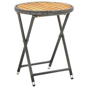 vidaXL Tea Table Grey 60 cm Poly Rattan and Solid Acacia Wood