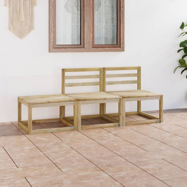 vidaXL 3 Piece Garden Lounge Set Green Impregnated Pinewood