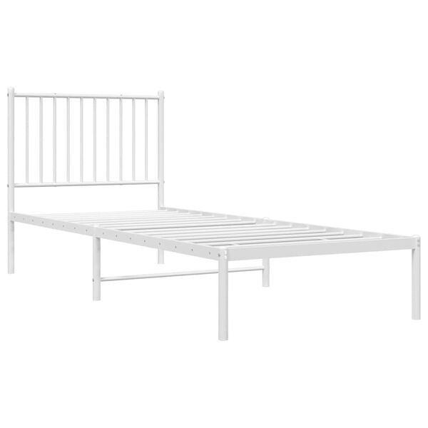 vidaXL Metal Bed Frame without Mattress with Headboard White 80x200cm