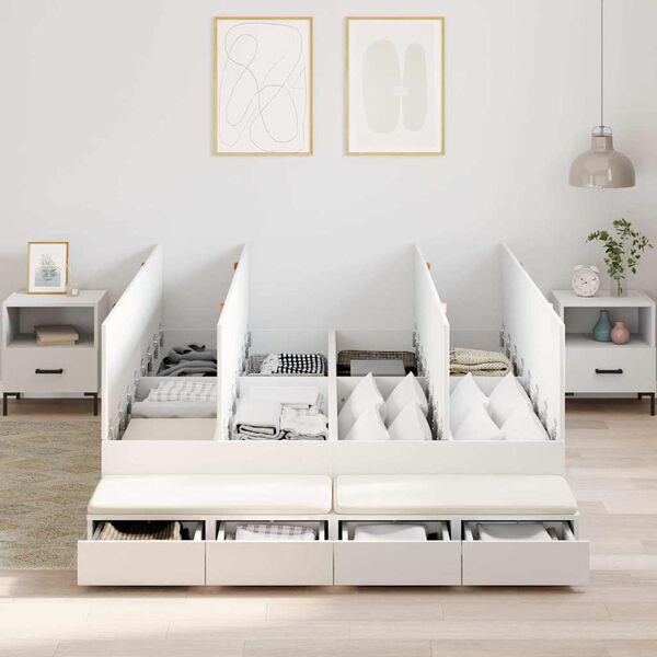 vidaXL Storage Bed Frame with Drawer White 140 cm Engineered Wood