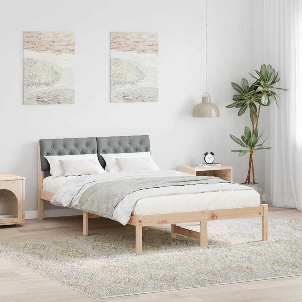 vidaXL Bed frame Brown and light grey 120 x 190 cm Solid pine wood