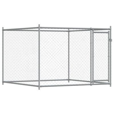 vidaXL Dog Cage with Door Grey 2x2x1.5 m Galvanised Steel