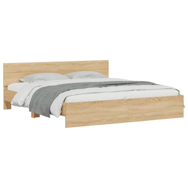 vidaXL Bed Frame with LED without Mattress Sonoma Oak 200x200 cm