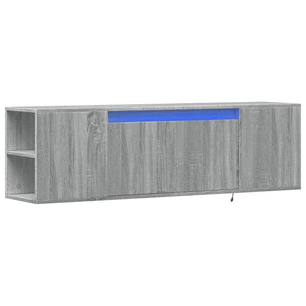 vidaXL TV Wall Cabinet with LED Lights Grey Sonoma 135x31x39.5 cm