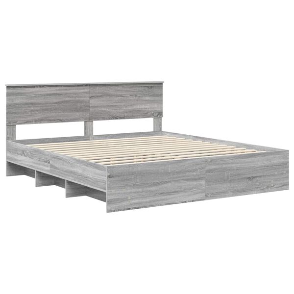 vidaXL Bed Frame Grey Sonoma 200 x 200 cm Engineered Wood