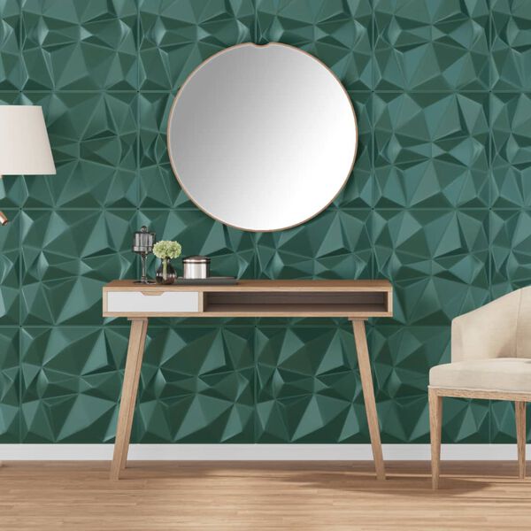 vidaXL Wall Panels 12 pcs Green 50x50 cm XPS 3 m² Diamond