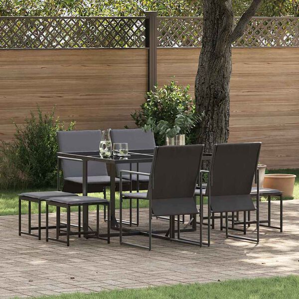 vidaXL Garden Dining Set 9 pcs Black Steel