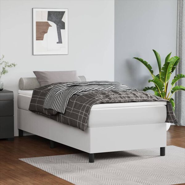 vidaXL Box Spring Bed Frame White Single Faux Leather (UK/IE/FI/NO only)