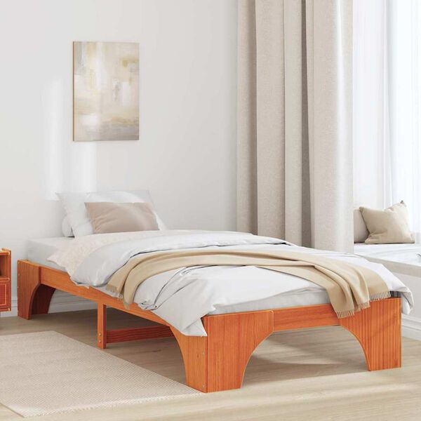 vidaXL Bed Frame Wax Brown 75 x 190 cm Solid Pine Wood