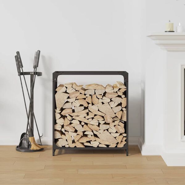 vidaXL Firewood Rack Black 60x28x65 cm Cold-rolled steel
