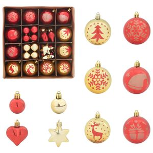 vidaXL Christmas Bauble Set 40 pcs Gold and Red &Oslash; 6 cm Plastic