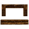 vidaXL 8 Piece TV Wall Cabinet Set with LED Lights Smoked Oak