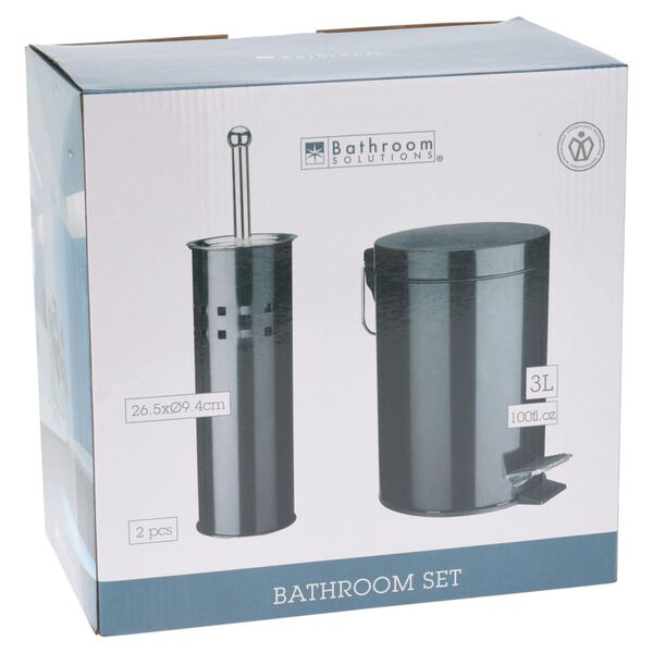Excellent Houseware 2 Piece Bathroom Set Stainless Steel Black