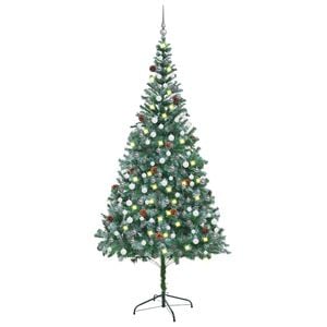 vidaXL Artificial Pre-lit Christmas Tree with Ball Set Pinecones 210 cm