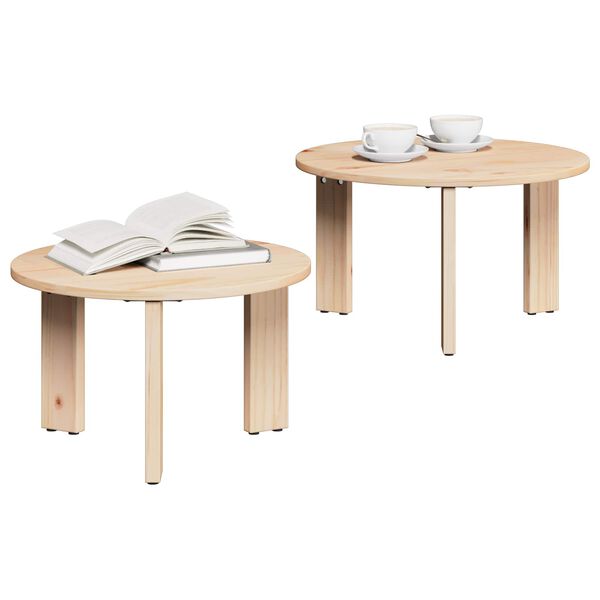 vidaXL Coffee Table 2 pcs Natural Solid Pine wood