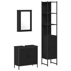 vidaXL Bathroom Furniture Set 3 pcs Black Engineered wood