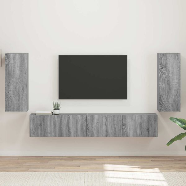 vidaXL TV Cabinet Set 4 pcs Grey Sonoma Engineered Wood
