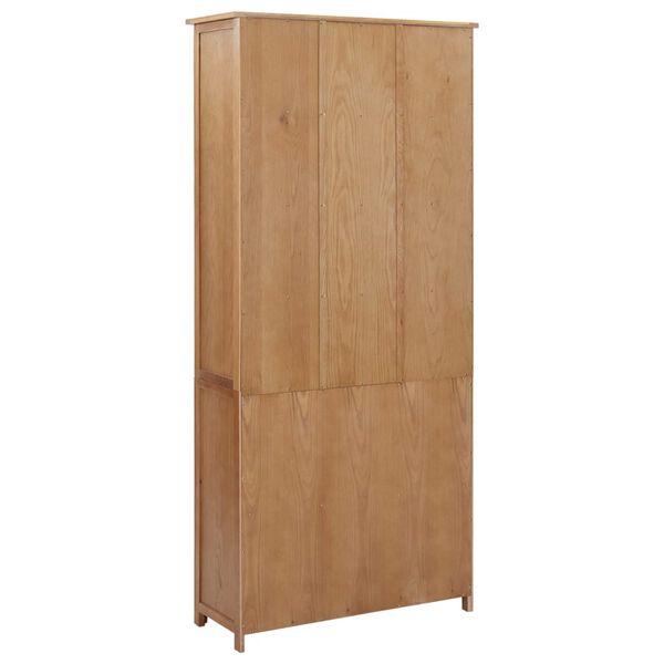 vidaXL Bookcase with 4 Doors 90x35x200 cm Solid Oak Wood and Glass