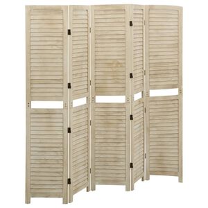 vidaXL 5-Panel Room Divider 175x165 cm Solid Wood Paulownia