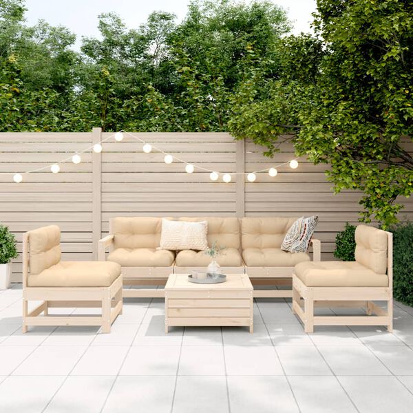 vidaXL 6 Piece Garden Sofa Set Solid Wood Pine