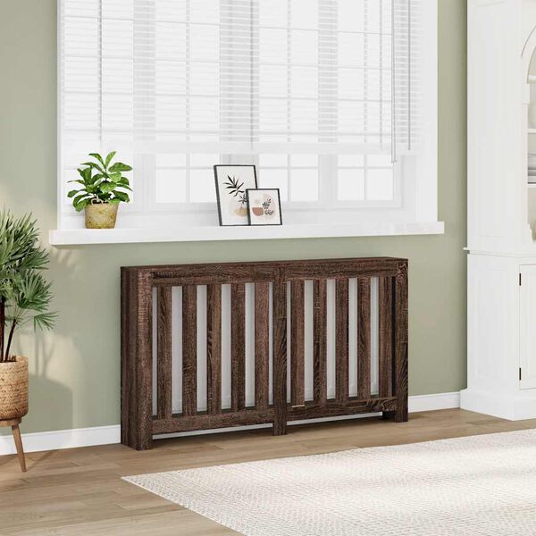 vidaXL Radiator Cover Brown Oak 149x20x82 cm Engineered Wood