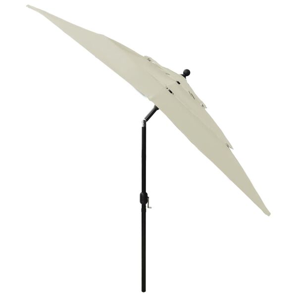 vidaXL 3-Tier Garden Parasol with Aluminium Pole Sand 2.5x2.5 m