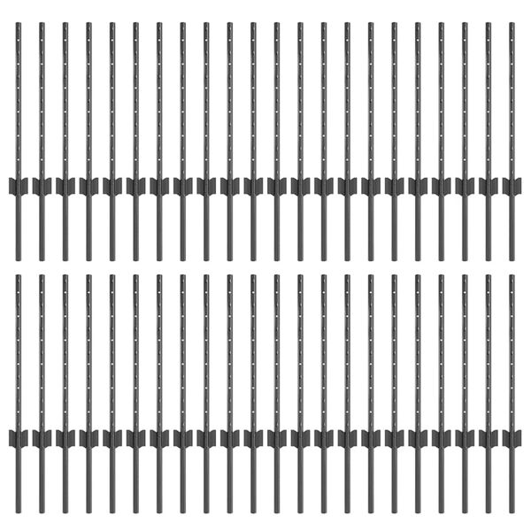 vidaXL Fence Posts Height Adjustable Manual 44 pcs Grey 100 cm Steel