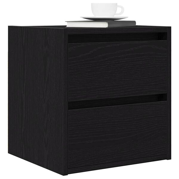 vidaXL Wall-mounted Bedside Cabinet Black Oak 38x34x40 cm